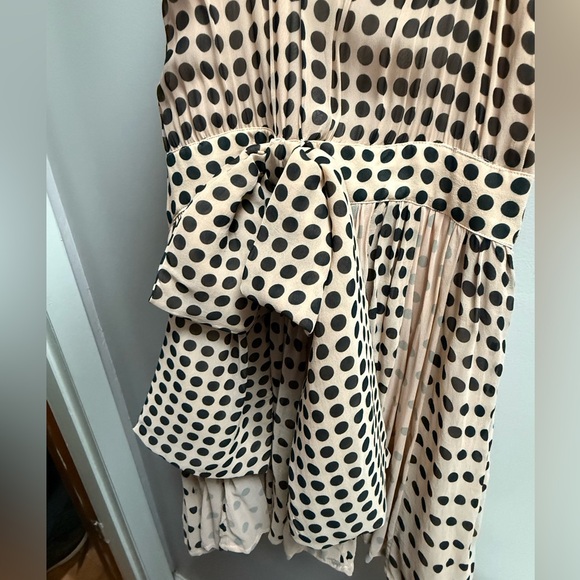 NWT Anthropologie Sleeveless Mini Dress in Pinkish/Tan and Black Polka Dots L - Picture 10 of 16
